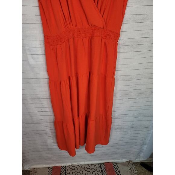 NINA LEONARD TIERED MINI DRESS IN BRIGHT ORANGE, SZ LARGE - Picture 5 of 15